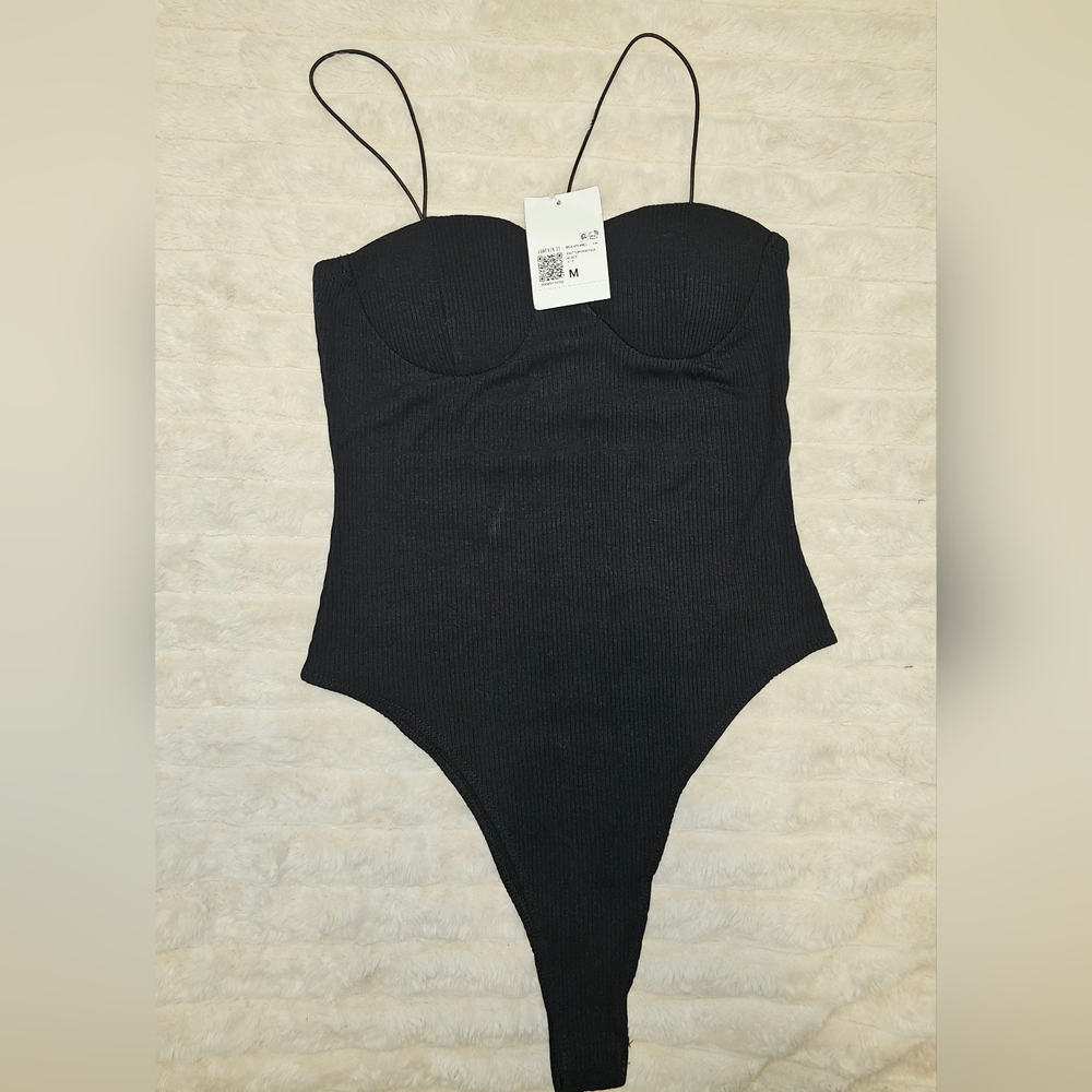 Forever 21 Black Ribbed Bodysuit